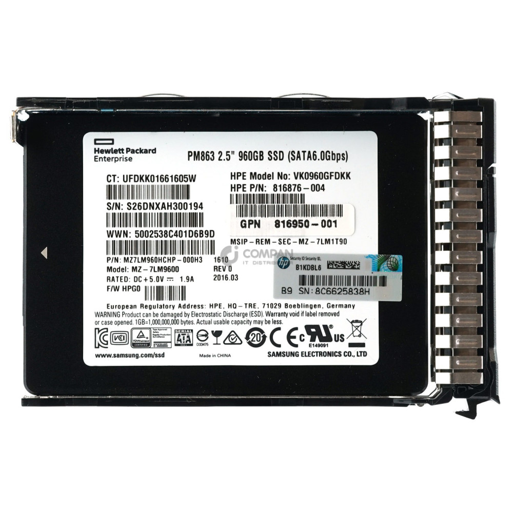 817080-001 HP SSD 960GB SATA 6G 2.5" SFF HOT-SWAP